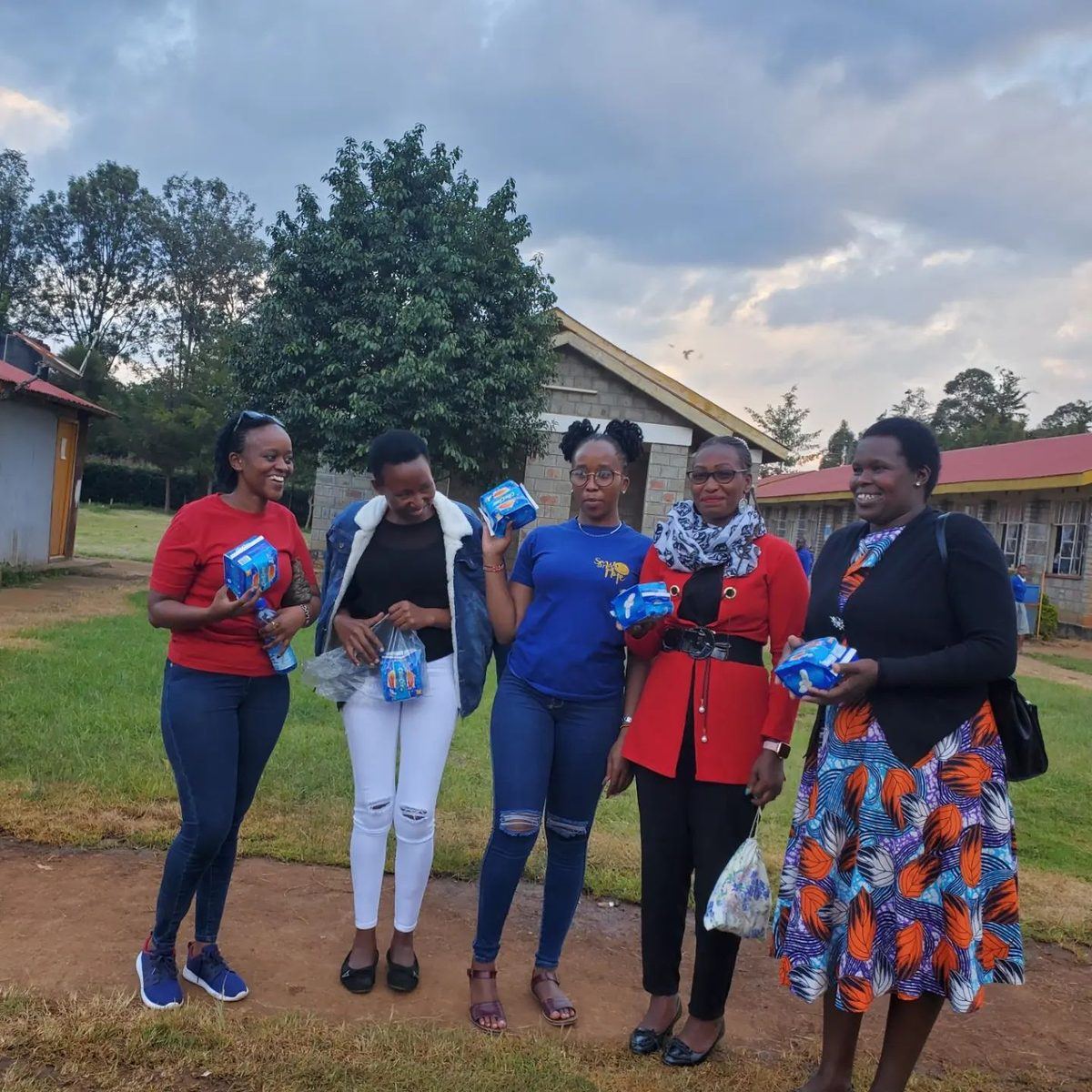 Girls holding pads after a session