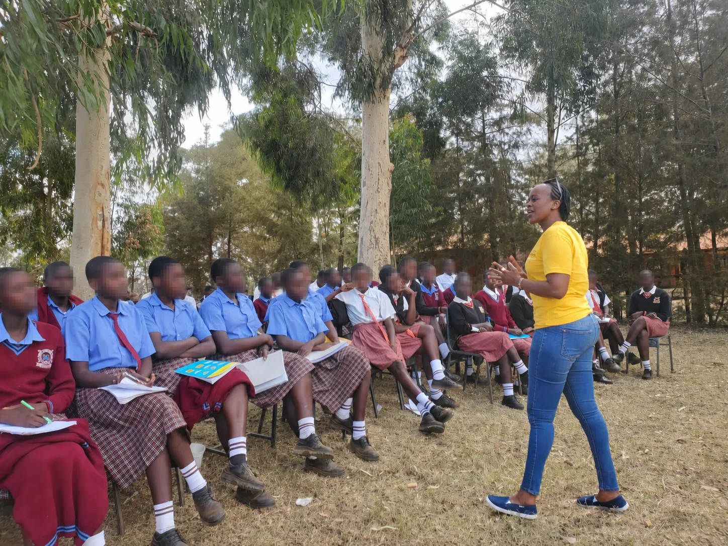 Girls learning about reusable pads